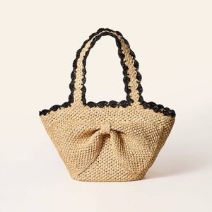 ♠️ Kate Spade Target Raffia Bow Tote Bag IN HAND Beige Natural NWT Limited